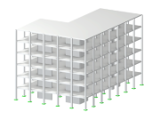 Edificio multipiano in calcestruzzo armato con armatura visibile