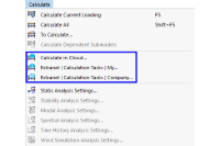 Menu "Calcola" per i calcoli cloud