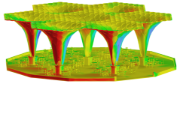 Struttura a guscio esagonale come copertura ombreggiante in RWIND Simulation