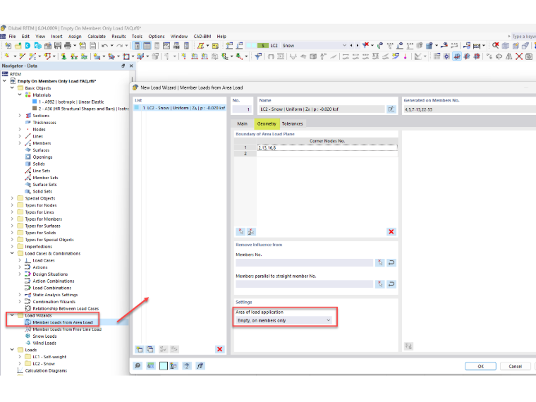 FAQ 005426 | Come posso applicare carichi superficiali a una struttura aperta in RFEM 6?