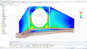 Testata di tombino in calcestruzzo modellata nel software RFEM, che mostra i dettagli strutturali.