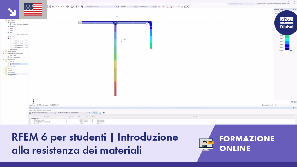 RFEM 6 per studenti | Introduzione alla resistenza del materiale | 17 aprile 2024