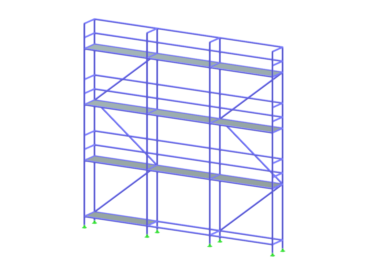 Vista ravvicinata del sistema di ponteggio per facciate utilizzato in edilizia per la manutenzione delle facciate e il supporto degli edifici.