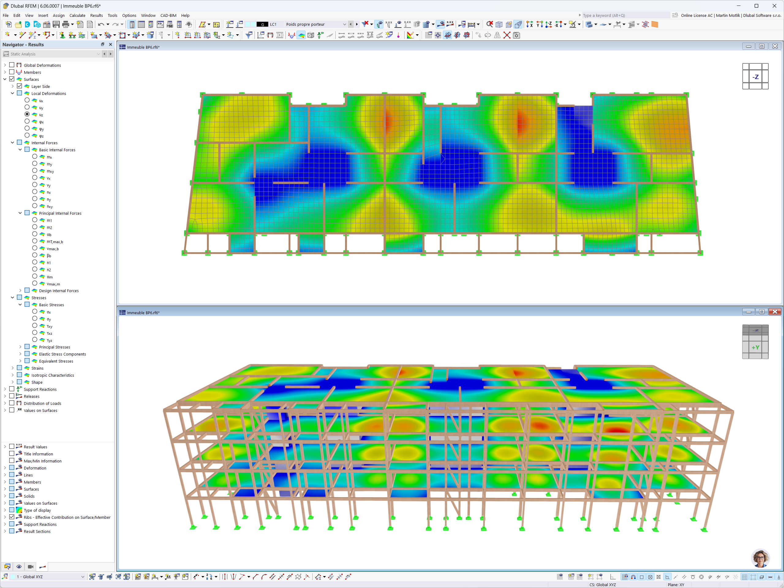 Deformata dell'edificio PB6, parte in legno, in RFEM