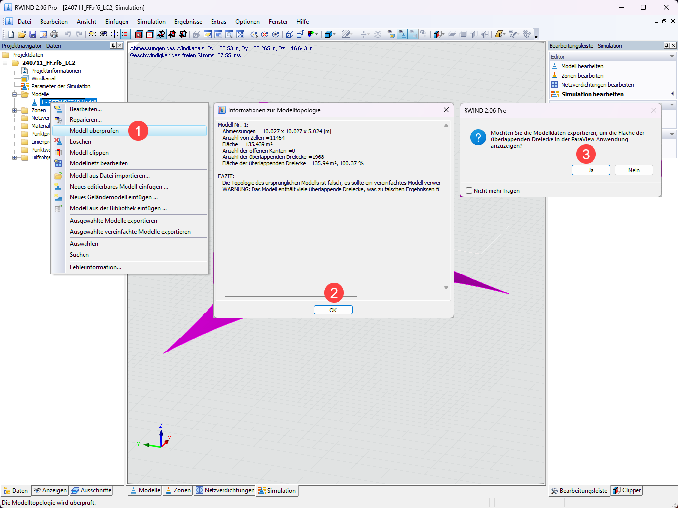 FAQ 005570 | Quando si importa un modello in RWIND, ricevo un messaggio sui triangoli sovrapposti. Cosa dovrebbe essere considerato?