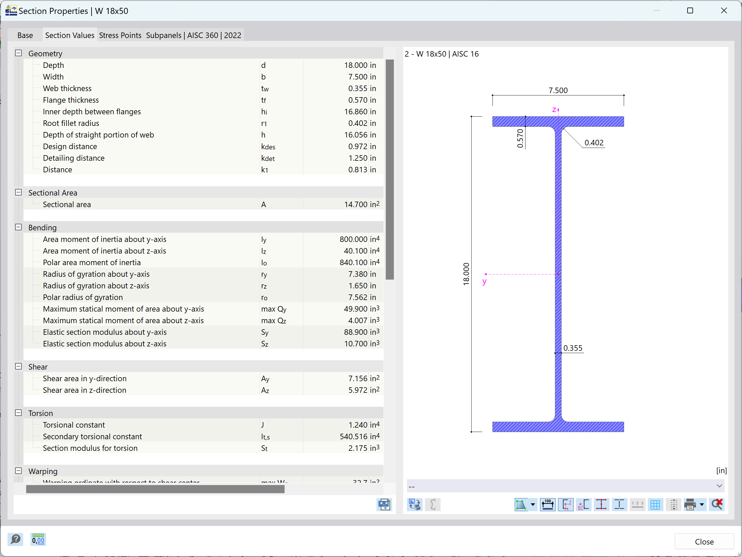 KB 001884 | Capitolo F AISC Instabilità flesso torsionale e metodi di calcolo degli autovalori a confronto in RFEM 6