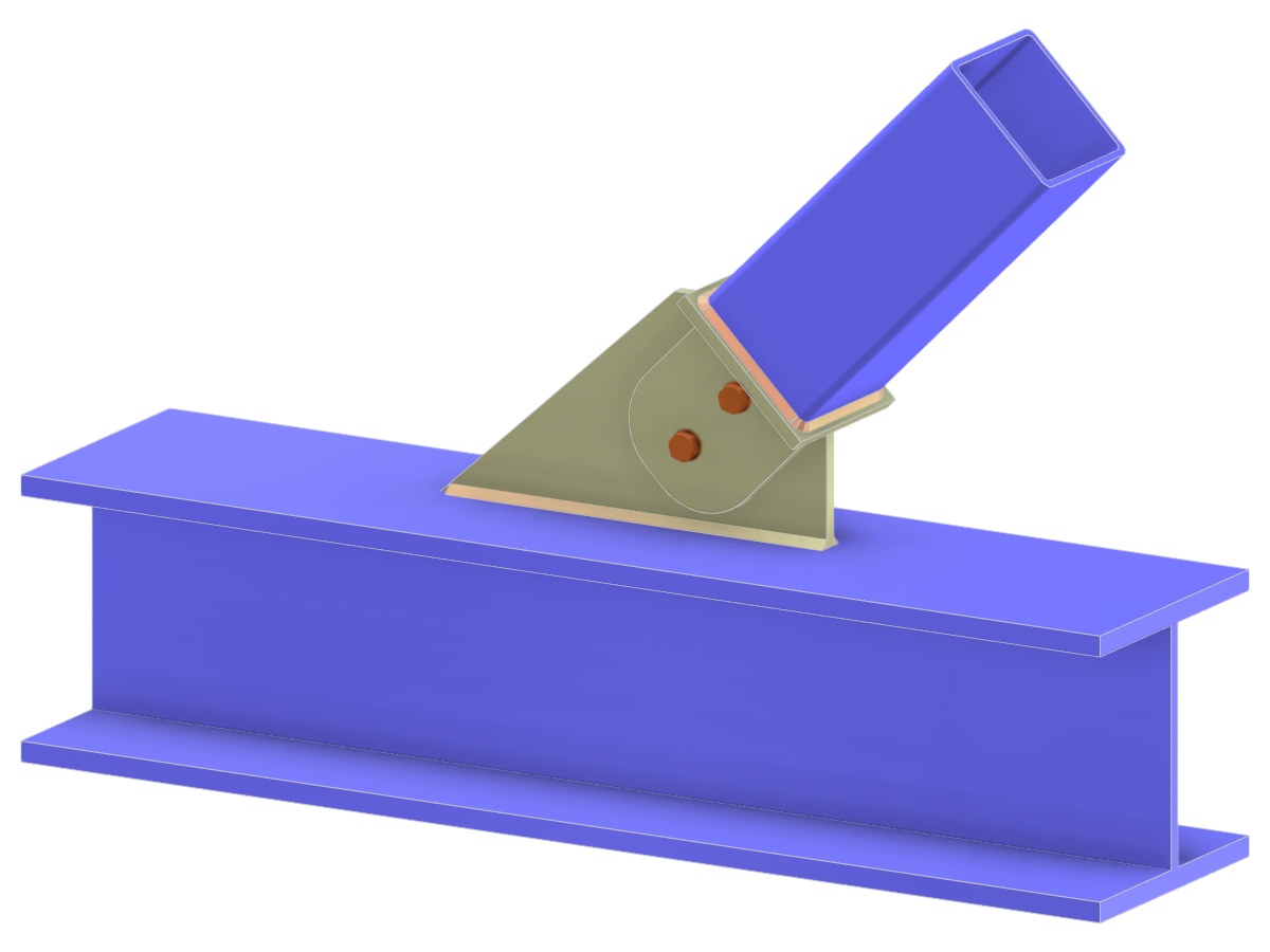 Modello 005220 | Giunto a Y di traliccio | Collegamento diagonale-corrente tramite fazzoletto, tongue plate e piastra di sommità