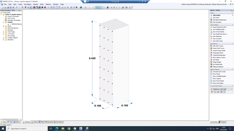 Introduzione del modello sperimentale in RWIND