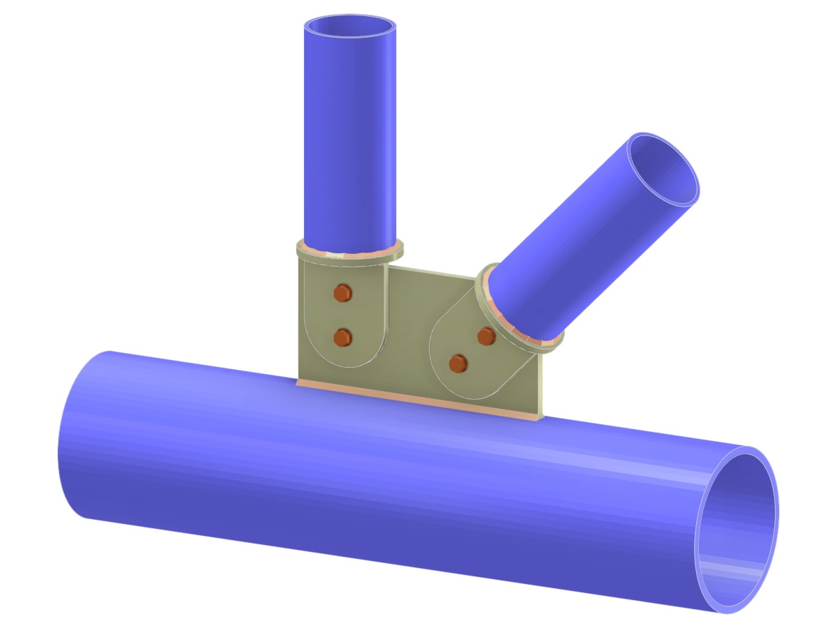 Modello 005248 | Giunto a N di traliccio | Collegamento di diagonale e verticale al corrente tramite fazzoletto, tongue plate e piastra di sommità