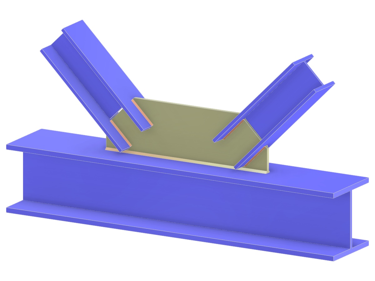 Modello 005288 | Giunto a K di una capriata | Collegamento delle diagonali alla corda tramite piastra di nodo