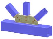 Modello 005313 | Traliccio Giunto KT | Collegamento di diagonali e verticale all'accordo mediante fazzoletto, tongue plate e piastra di sommità