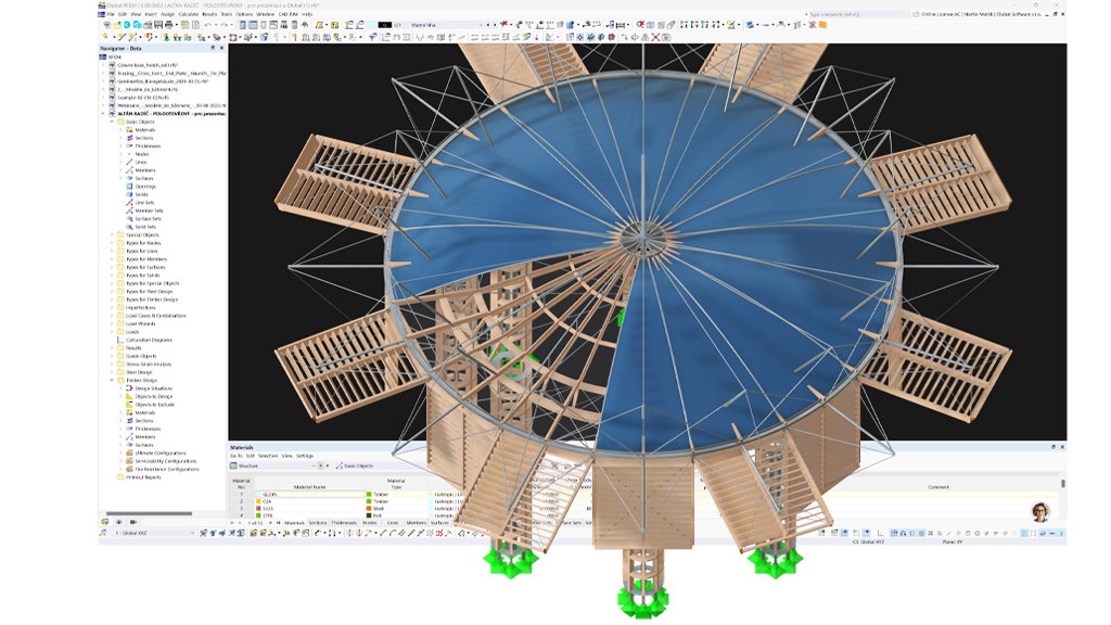 L'immagine mostra la struttura in legno di un padiglione cinetico progettato con RFEM 6, situato al Castello di Radíč nella Repubblica Ceca | © TIMBER DESIGN s.r.o.