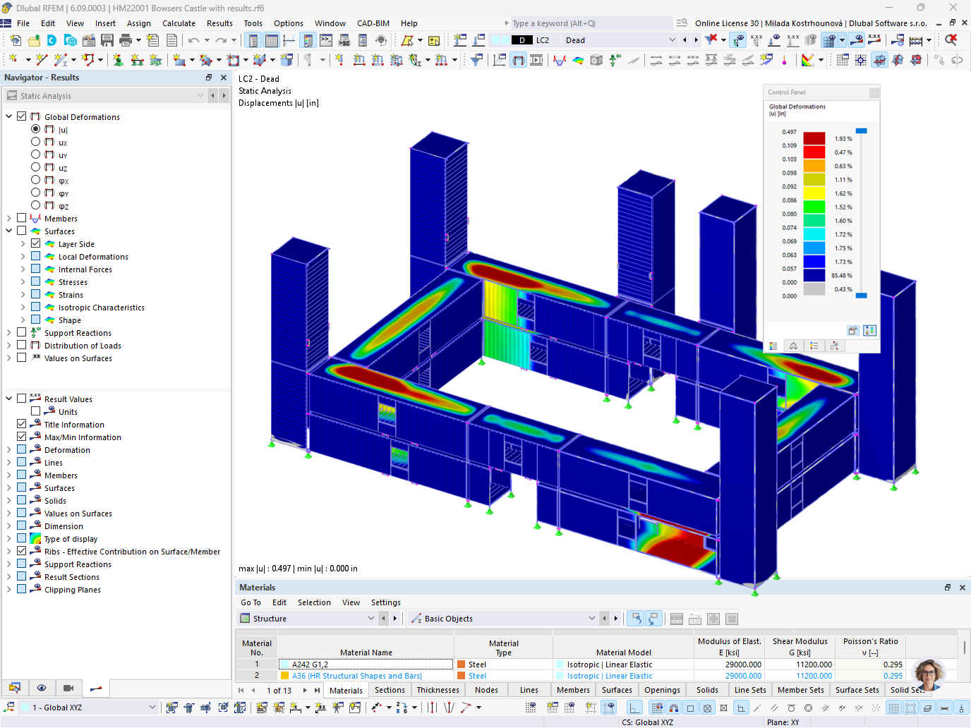 Modello RFEM di container ISO con deformazioni | © Modular Structural Consultants, LLC.