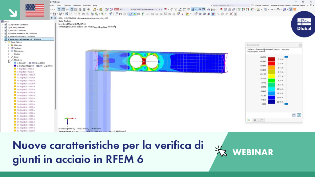 Presentazione che mostra le nuove caratteristiche per la progettazione di giunti in acciaio nel webinar di RFEM 6.