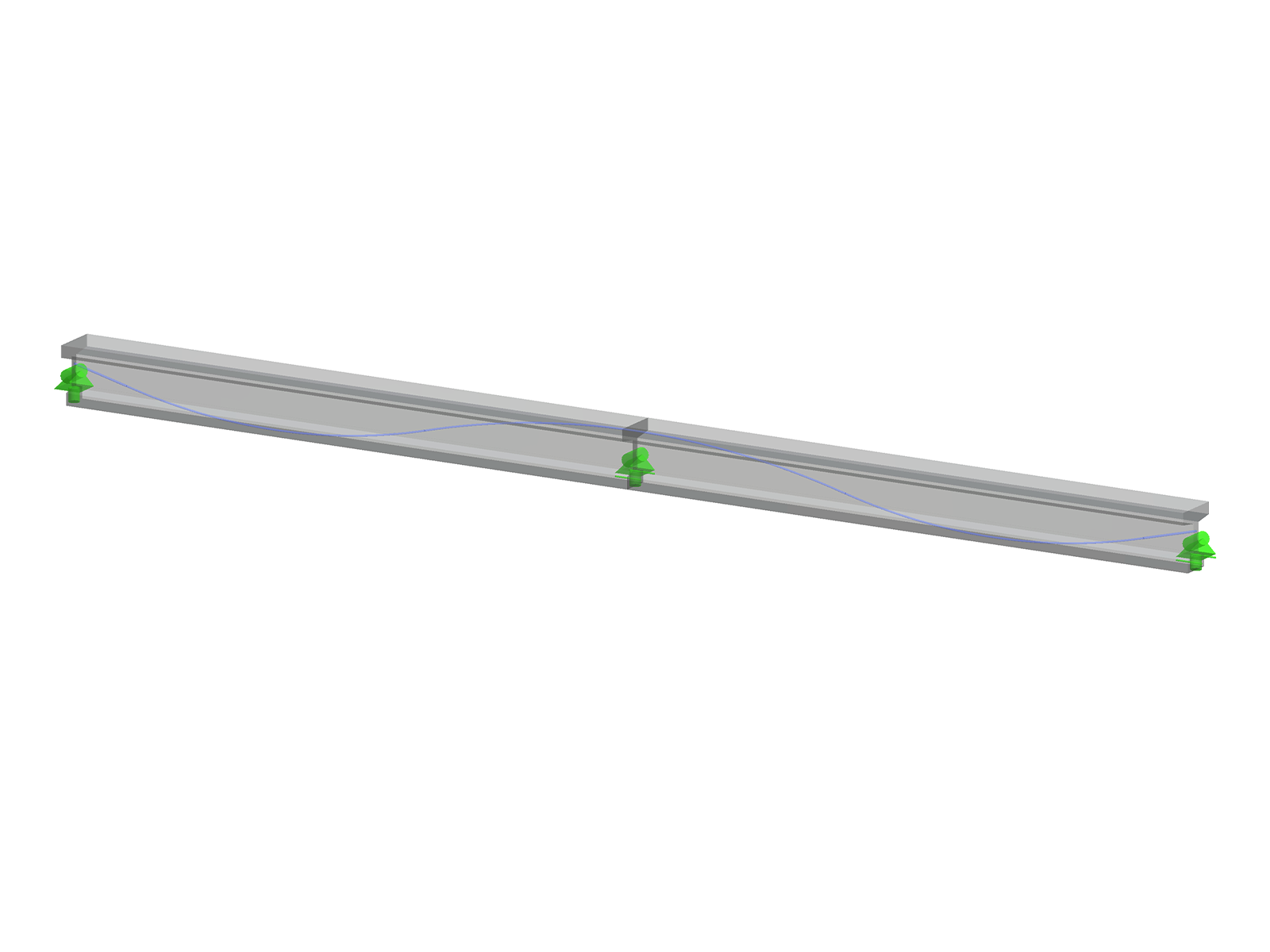 A reinforced concrete continuous beam featuring integrated tendons used for prestressing reinforcement to enhance structural performance.