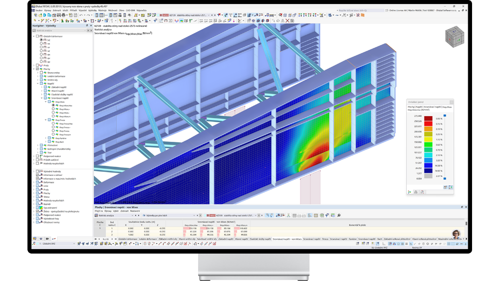 Modello del telaio a sbalzo in acciaio per la varicicnica del viadotto D35 simulato in Dlubal Software