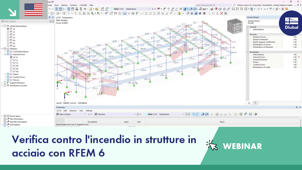 Webinar sui principi della verifica al fuoco per strutture in acciaio per la dimostrazione RFEM 6