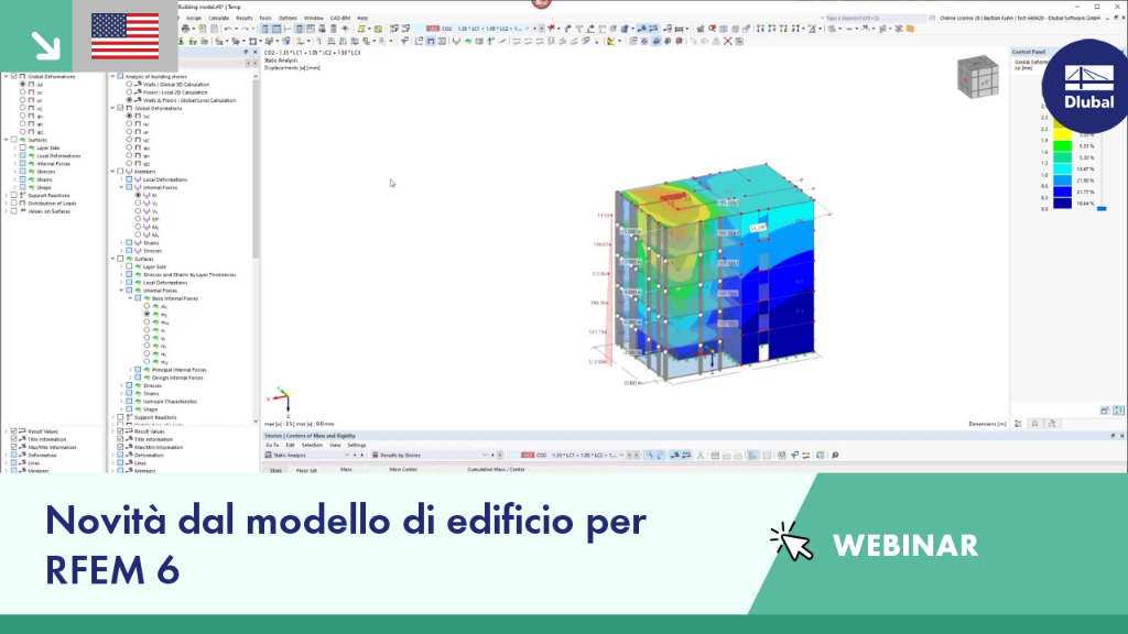 Webinar per presentare nuove funzioni e aggiornamenti nei modelli di edifici utilizzando il software RFEM 6.