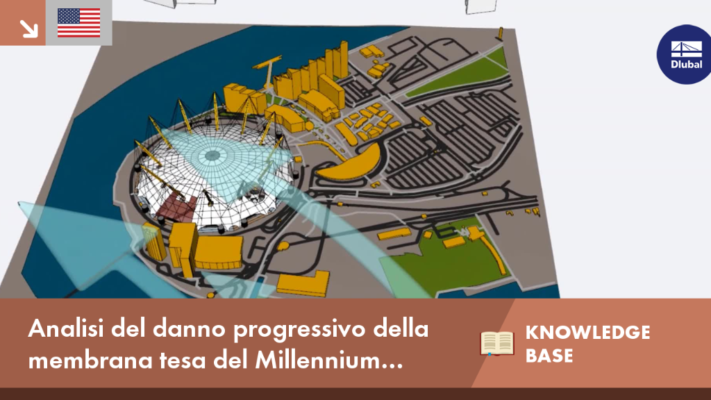 Analisi dei danni strutturali della membrana tesa della Millennium Dome causati dalla tempesta Eunice con attenzione ai modelli di cedimento progressivo.