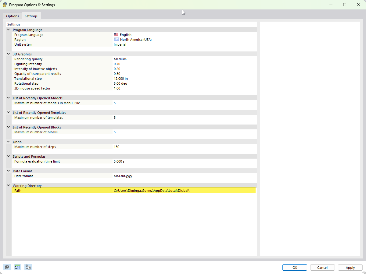 FAQ 005379 | Dove posso trovare la di lavoro di RFEM 6, RSTAB 9 e RSECTION 1?