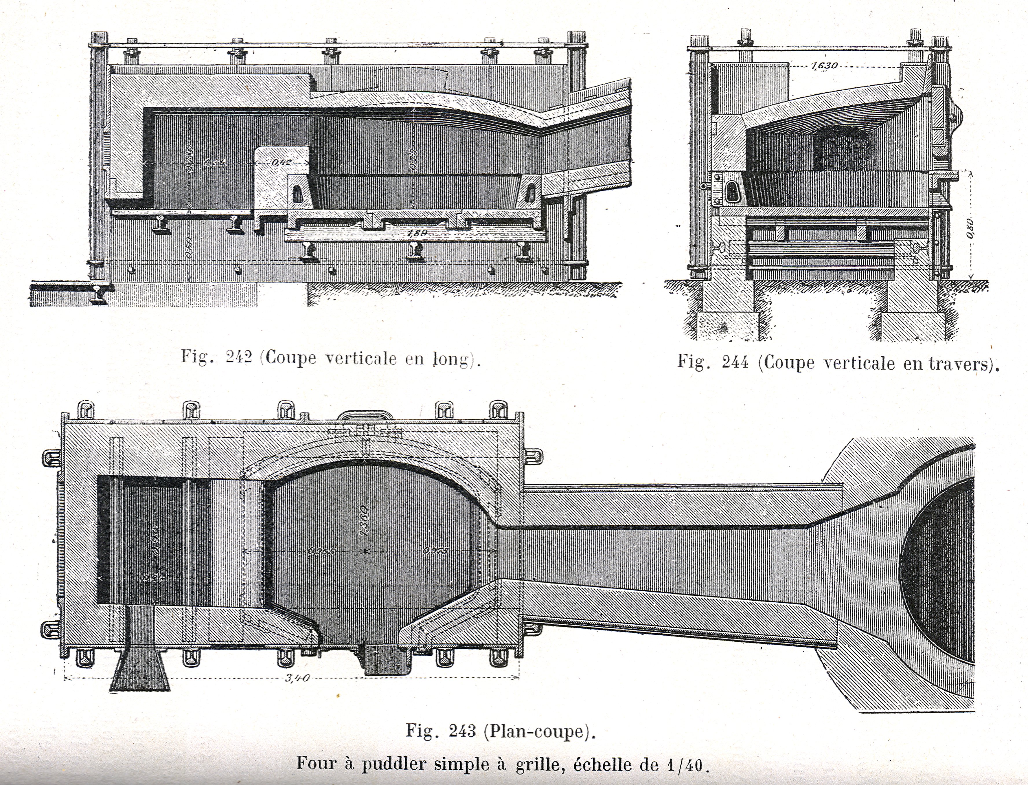 Disegno di un forno a puddle.