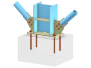 Modello 005772 | Base di colonna con fazzoletto e collegamento diagonale bullonato