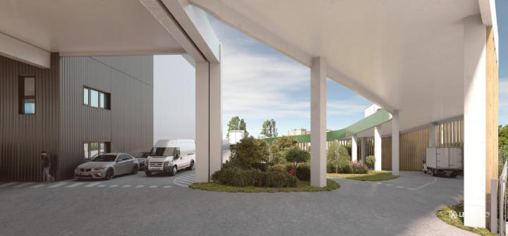 Vista inferiore della rampa di circolazione con rendering 3D | © AEW – STONEHEDGE