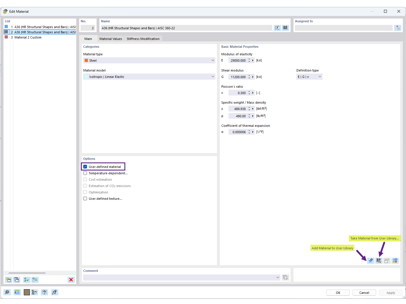 FAQ 005701 | Come posso salvare un materiale definito dall'utente nella libreria dei materiali in RFEM 6?