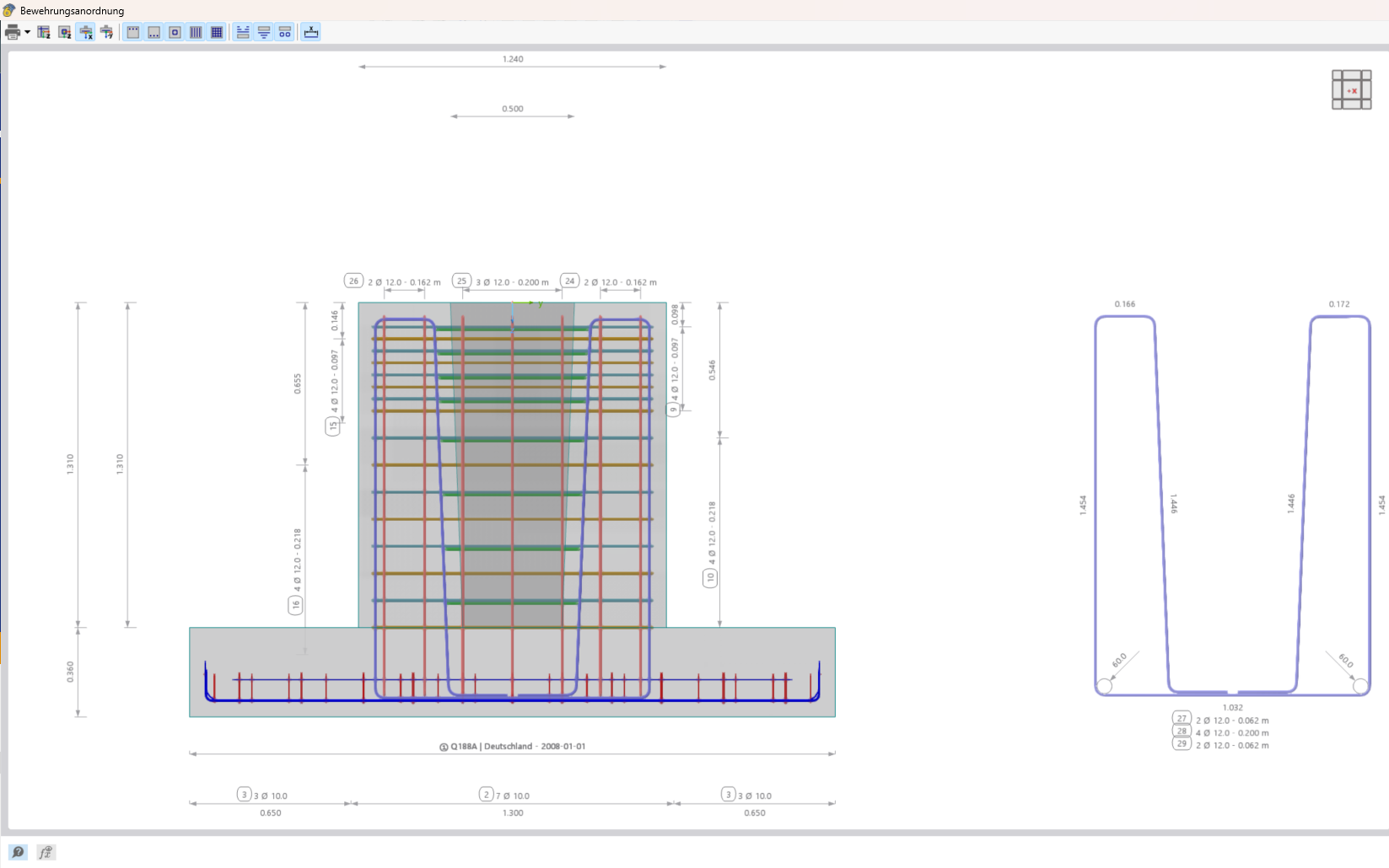 Armatura verticale in direzione y | Layout e descrizione