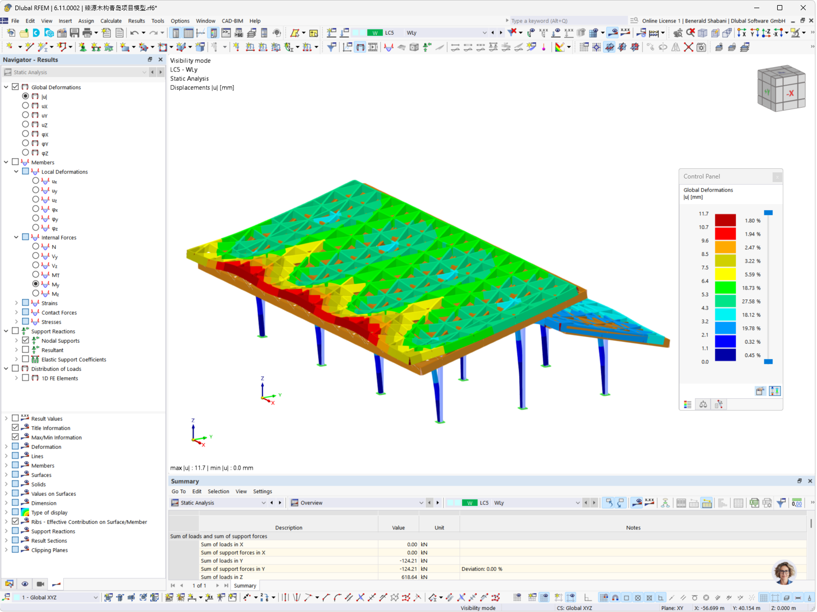 Calcolo della deformazione per tetto reticolare in legno con RFEM mediante un'analisi precisa della struttura