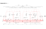Disegno tecnico della sezione standard di un ponte progettato da Obermeyer Holding GmbH.