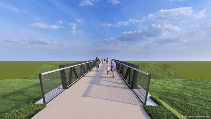 Rendering del ponte pedonale in modellazione 3D | © ACML