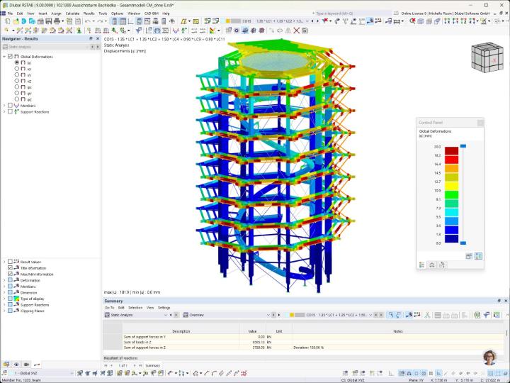 Modello 3D di torre panoramica con deformazioni