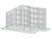 Modello di edificio in cemento armato sottoposto a carico sismico utilizzando l'analisi dello spettro di risposta, conforme con gli standard ASCE 7-22.