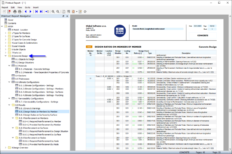 La nuova interfaccia della relazione di calcolo di RFEM 6 migliora la velocità e l'efficienza, rendendo la creazione della relazione più snella.