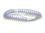 Vista dello stadio di calcio Mazatlán in Messico, con la sua struttura architettonica complessa