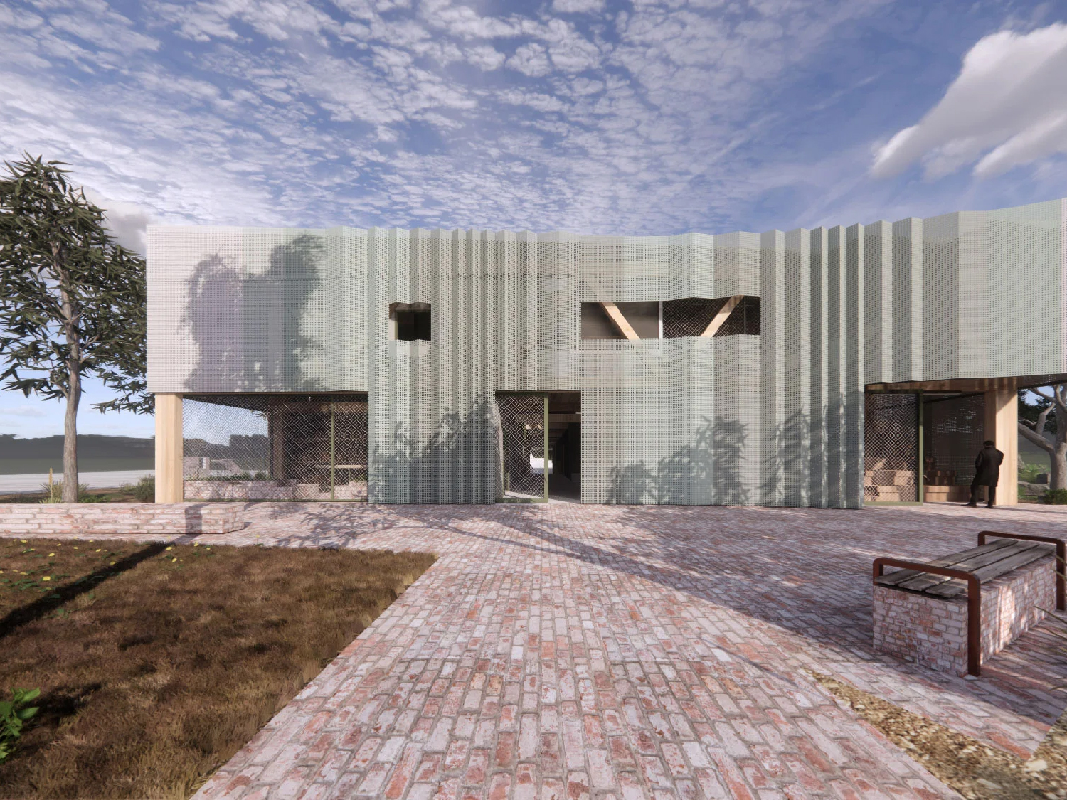 Visualizzazione del Sages Road Depo con ingegneria del legno e processo BIM a Glenroy, Australia.