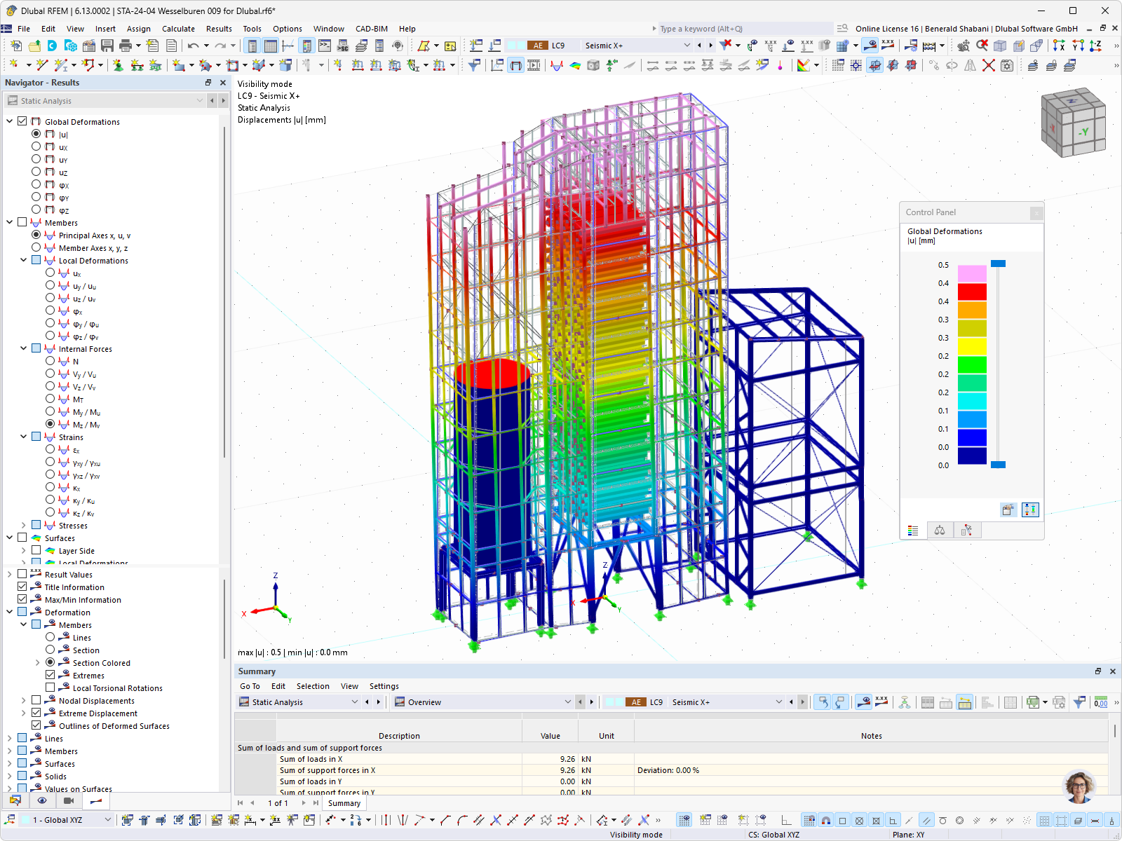 Analisi sismica di una struttura in acciaio in RFEM, creata da GMBS Design Kft.