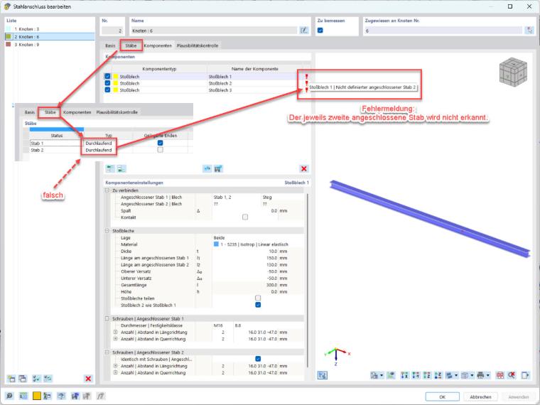 Second connected member not detected in "Joint Plat" component