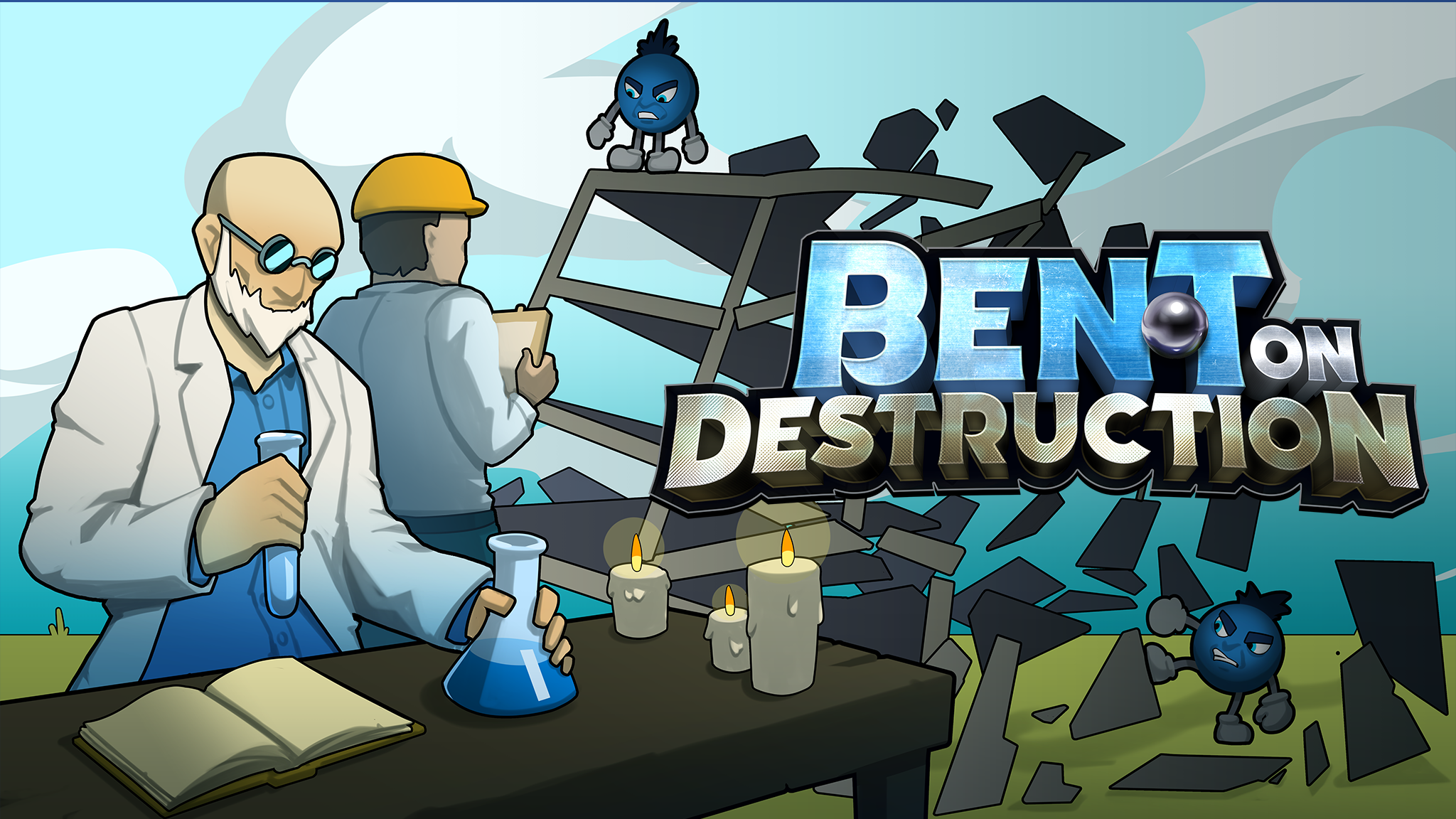L'immagine mostra un modello digitale che simula la distruzione di oggetti di gioco nel gioco "Bent on Destruction" tramite Impulse Control.