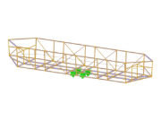 Progettazione di complesse strutture in legno, che mostra i diversi dettagli costruttivi e le varie angolazioni della nave.