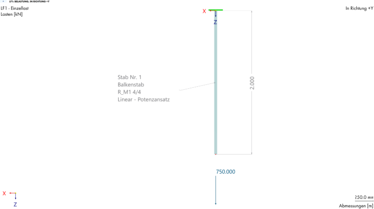 Modello RFEM di un tirante