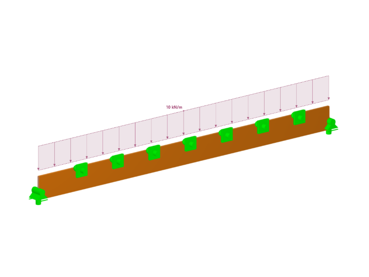 Trave semplice appoggiata su forche con controventi intermedi rigidi