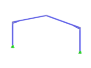 Visualizzazione di un singolo telaio in acciaio con linee di carico statiche e linee di deformazione rappresentate.