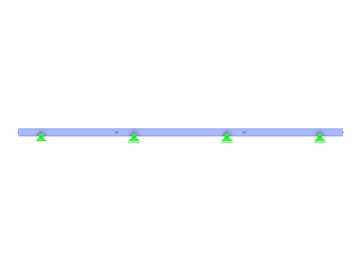 Diagramma di una trave Gerber con cerniere in campate dispari ed estremità a sbalzo, che illustra le caratteristiche del progetto strutturale.