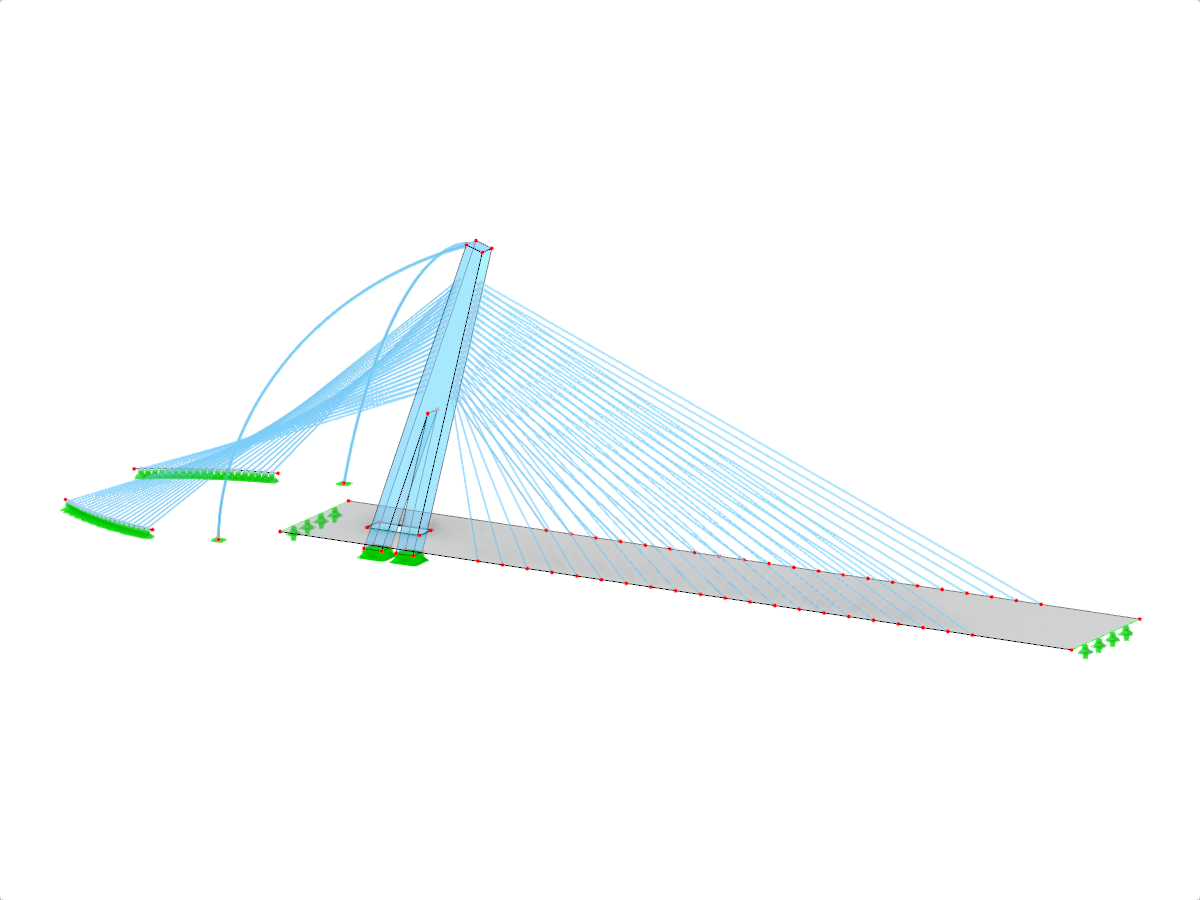 Un moderno ponte strallato asimmetrico con un unico pilone, progettato per una distribuzione efficiente dei carichi attraverso stralli ancorati ad angolazioni variabili.
Tag
Ponte asimmetrico, Ponte strallato, Pilone singolo, Design moderno di ponti, Ingegneria strutturale
Descrizione dell'immagine
Un ponte strallato asimmetrico a pilone singolo mostra l'innovazione dell'ingegneria e dell'architettura moderna. Il ponte utilizza stralli ancorati ad angolazioni diverse per bilanciare efficacemente le forze, contribuendo al suo aspetto unico e alla sua integrità strutturale. Il design evidenzia l'interazione tra forma e funzione, essenziale nella costruzione di ponti moderni.