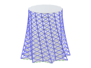 Una torre con design parametrico caratterizzata da una base a stella poligonale e raggio variabile dall'altezza di base a quella di sommità, con una rotazione strutturale complessiva.