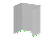 Modello 3D di un gruppo di pareti a forma di C che mostra più piani variabili.