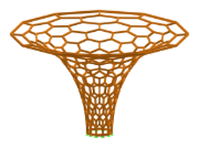 Gridshell in legno esteticamente gradevole e strutturalmente efficiente che dimostra una curvatura complessa nel design architettonico.