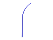 Illustrazione di un palo per barriera antivento con una curva parametrica ad arco nella parte superiore per l'efficienza aerodinamica.